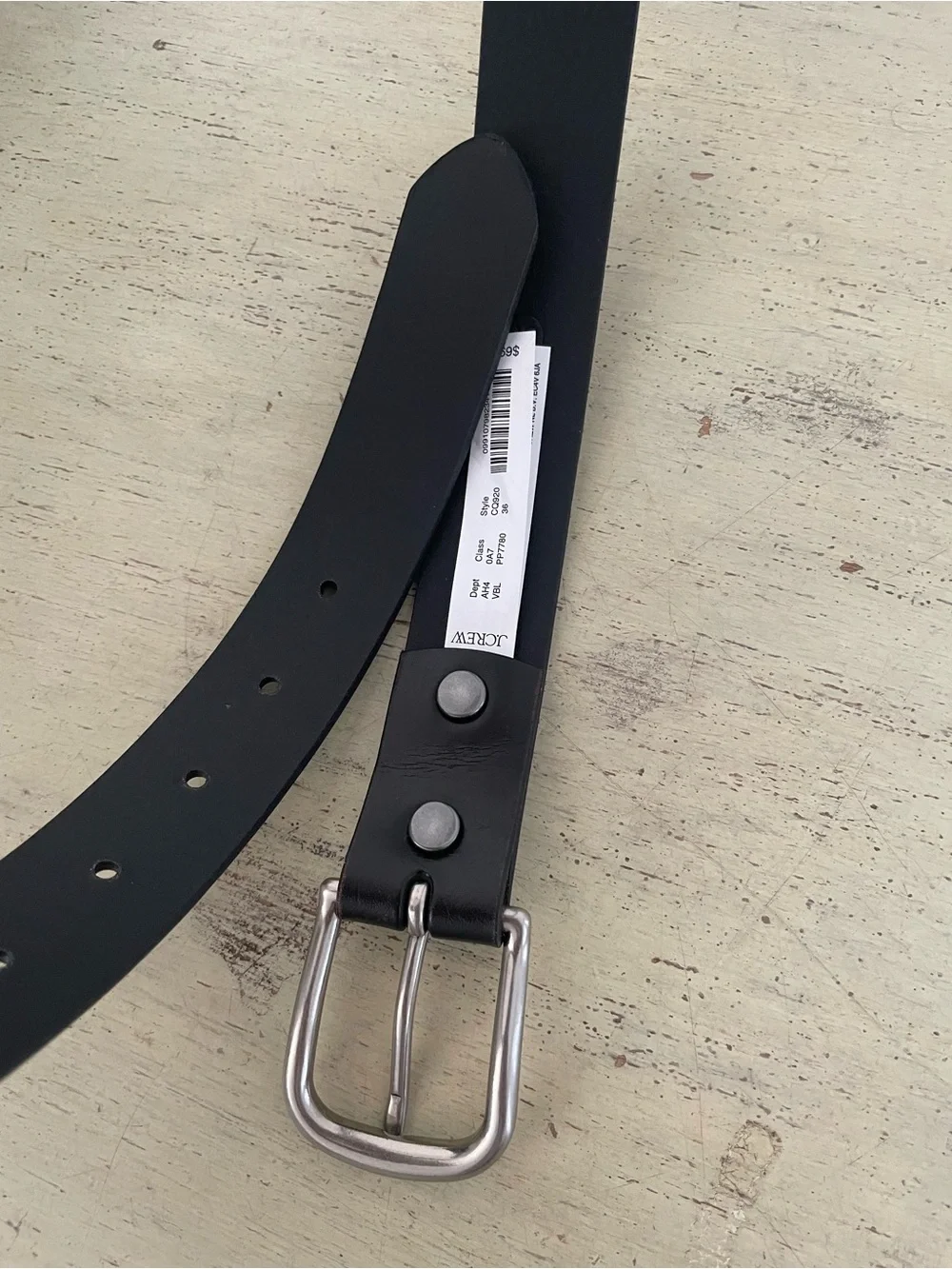 J. CREW Leather round buckle Jean belt in Vintage Black Size 36 NWD $69.50 CQ920